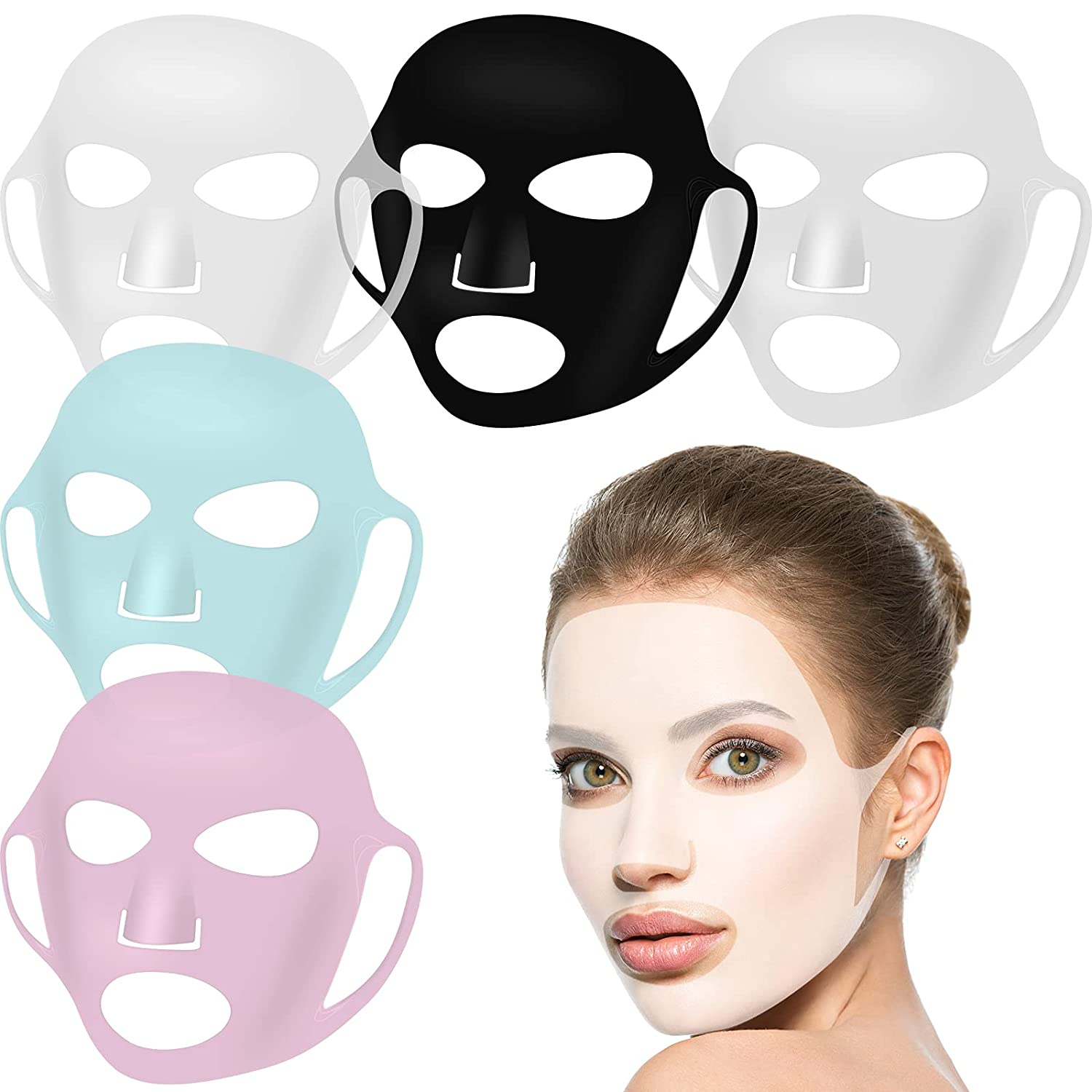 Health Wellness - Herbruikbare siliconen gezichtsmaskerhouder voor bladmaskers, hydraterende